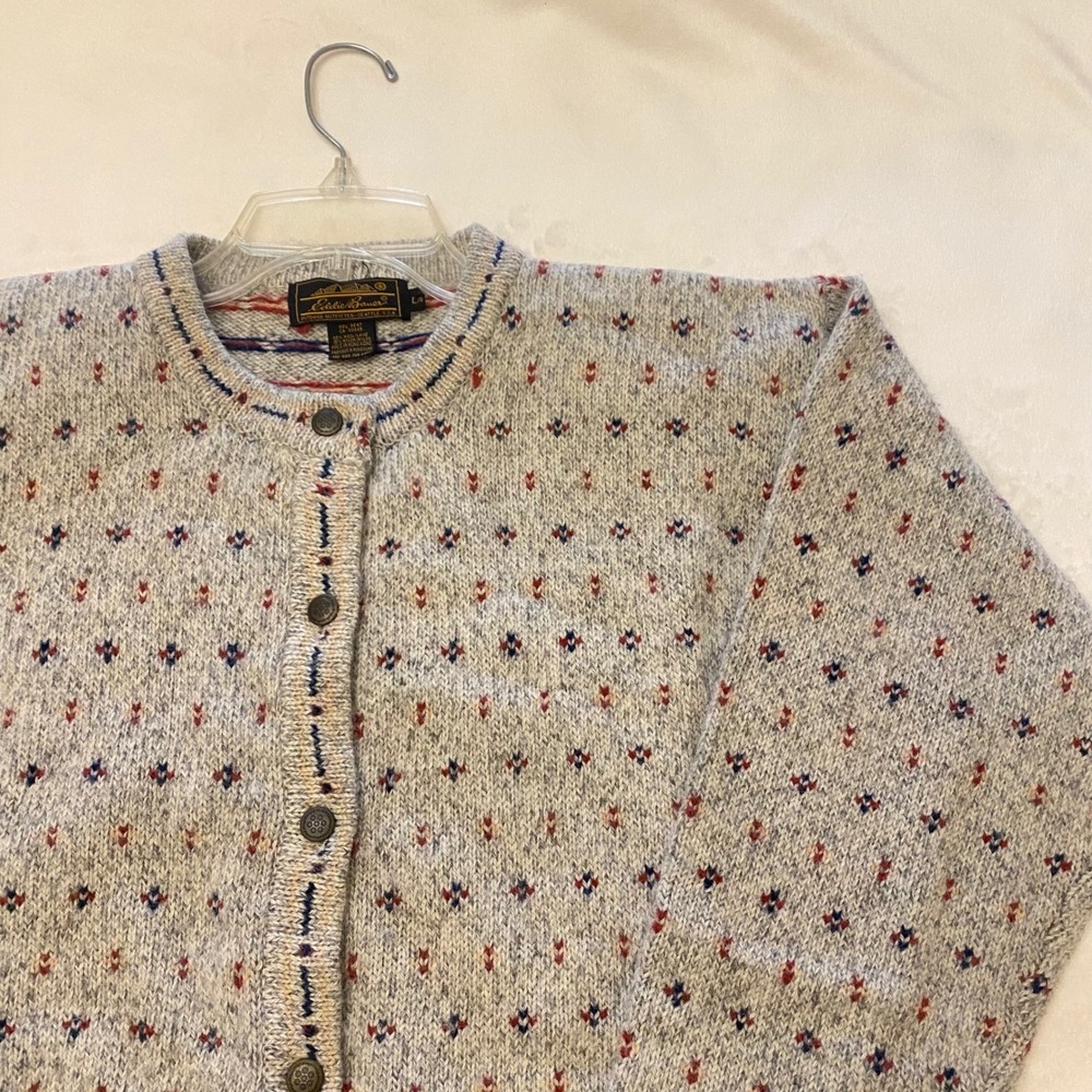 Eddie Bauer Gray Patterned Cardigan